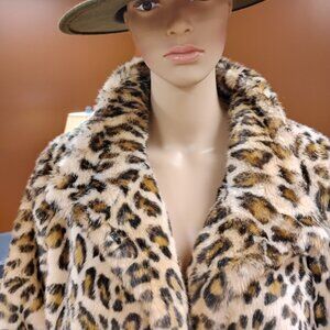 Calvin Klein Leopard Print Faux Fur Coat | One Size | Like New